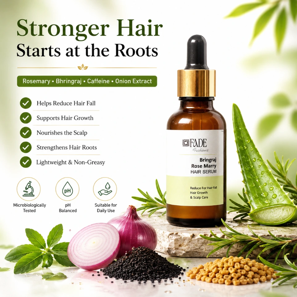 Fade Fashion Hair Growth Serum with Onion, Bhringraj, Caffeine, Rosemary & Aloe Vera for Hair Fall Control & Hair Growth | For Men & Women | 15 ml